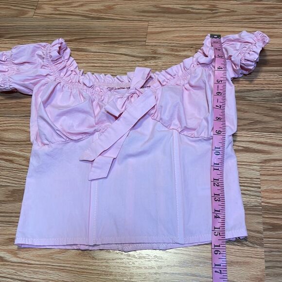 Bustier style Shirt, Pink Cotton crop top - Picture 5 of 7